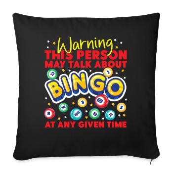 Joueur de bingo avertissant cette personne - Housse de coussin décorative 45 x 45 cm - noir - Devant