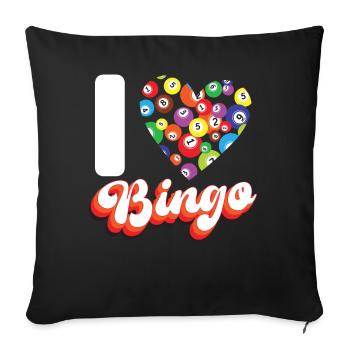 Bingo Player Heart I Love Bingo - Sofa pillowcase 17,3'' x 17,3'' (45 x 45 cm) - black - Front