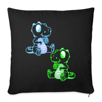 Fantaisie Enfants Dinoe Dinosaure Dragon Rétro - Housse de coussin décorative 45 x 45 cm - noir - Devant