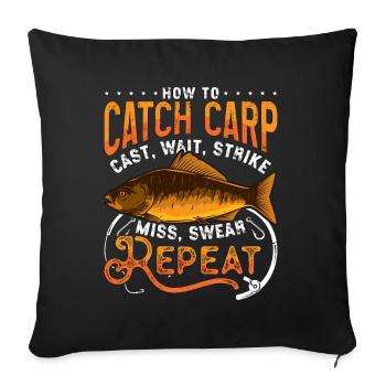 Pêche à la carpe Comment attraper la carpe Aime la pêche sportive - Housse de coussin décorative 45 x 45 cm - noir - Devant