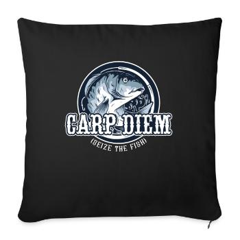 Carp Fishing Carp Diem Seize The Fishing Tackle - Sofa pillowcase 17,3'' x 17,3'' (45 x 45 cm) - black - Front