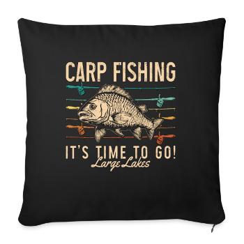 Pêche à la carpe Il est temps de pêcher sportivement - Housse de coussin décorative 45 x 45 cm - noir - Devant