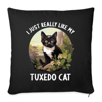 Tuxedo Chaton Tuxedo Cat - Housse de coussin décorative 45 x 45 cm - noir - Devant