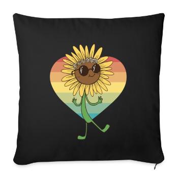 Summer Sunflower Flower Garden Glasses Flora - Sofa pillowcase 17,3'' x 17,3'' (45 x 45 cm) - black - Front
