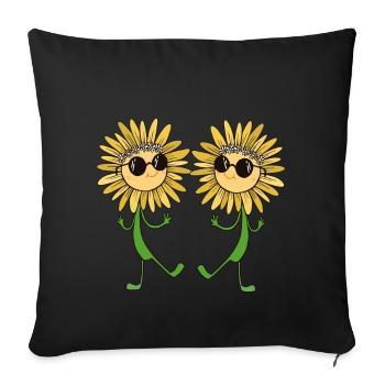 Lunettes de jardin de fleurs de tournesol d’été jardinier - Housse de coussin décorative 45 x 45 cm - noir - Devant