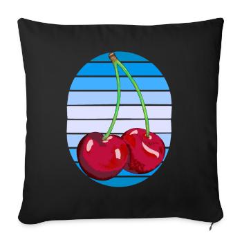Rockabilly Retro Vintage Cherries Cherry Fruit - Sofa pillowcase 17,3'' x 17,3'' (45 x 45 cm) - black - Front