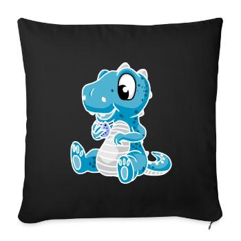 Drino Dinosaurier Drachen Kind Kinder - Sofakissenbezug 45 x 45 cm - Schwarz - Vorne