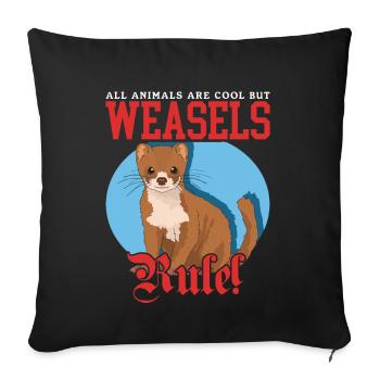 Belette souris belette Hermännchen cadeau - Housse de coussin décorative 45 x 45 cm - noir - Devant
