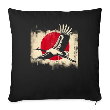Drapeau de la grue japonaise - Housse de coussin décorative 45 x 45 cm - noir - Devant
