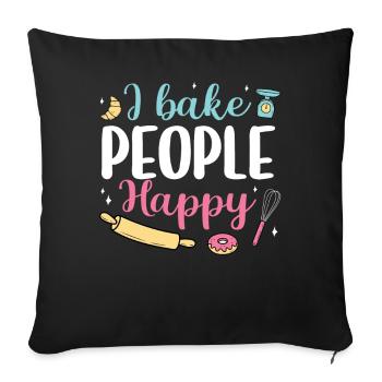 Bäcker Bäckerein Backwaren Backen Geschenk - Sofakissenbezug 45 x 45 cm - Schwarz - Vorne