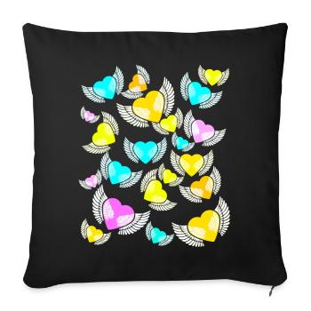Wings, Hearts, Hearts, Love, Valentine, Valentine's Day - Sofa pillowcase 17,3'' x 17,3'' (45 x 45 cm) - black - Front