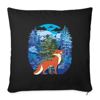 Fox Foxes Forest - Sofa pillowcase 17,3'' x 17,3'' (45 x 45 cm) - black - Front