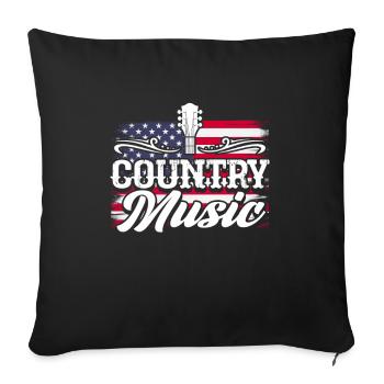 Cadeau de musique country country music - Housse de coussin décorative 45 x 45 cm - noir - Devant
