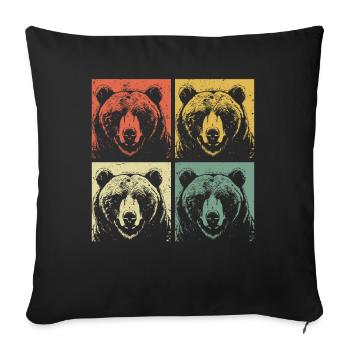 Grizzli Ours brun - Housse de coussin décorative 45 x 45 cm - noir - Devant