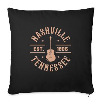 Cadeau de musique country country music - Housse de coussin décorative 45 x 45 cm - noir - Devant