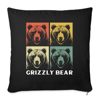 Grizzly Bear Brown Bear - Sofa pillowcase 17,3'' x 17,3'' (45 x 45 cm) - black - Front