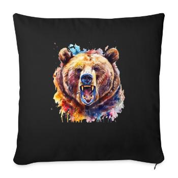 Grizzly Bear Brown Bear - Sofa pillowcase 17,3'' x 17,3'' (45 x 45 cm) - black - Front