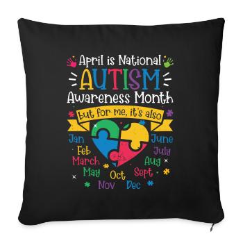 Autisme - Housse de coussin décorative 45 x 45 cm - noir - Devant