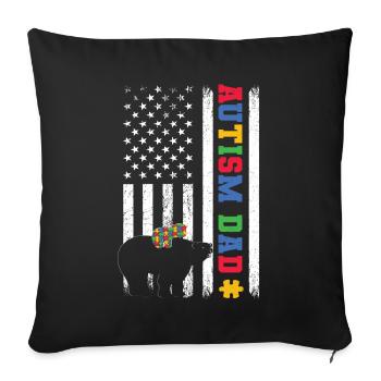 Papa autiste - Housse de coussin décorative 45 x 45 cm - noir - Devant