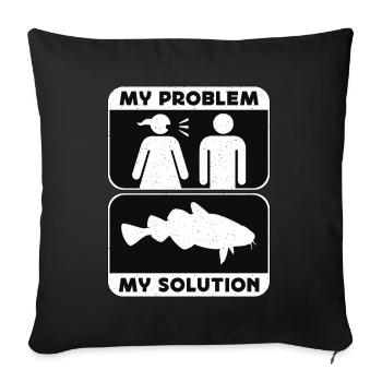 Pêcheur de carpes Mon problème Mon pictogramme Papa Maman - Housse de coussin décorative 45 x 45 cm - noir - Devant