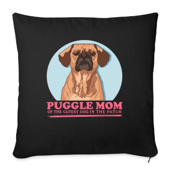 Puggle maman chien propriétaire chien maman cadeau - Housse de coussin décorative 45 x 45 cm - noir - Devant