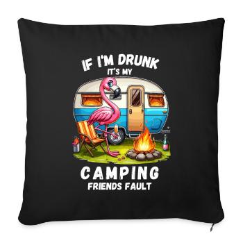 Camping Flamingo Friends Party Campsite Funny - Sofa pillowcase 17,3'' x 17,3'' (45 x 45 cm) - black - Front