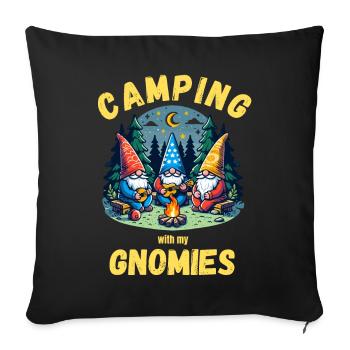 Camping Garden Gnomes Campsite Campfire Fun - Sofa pillowcase 17,3'' x 17,3'' (45 x 45 cm) - black - Front