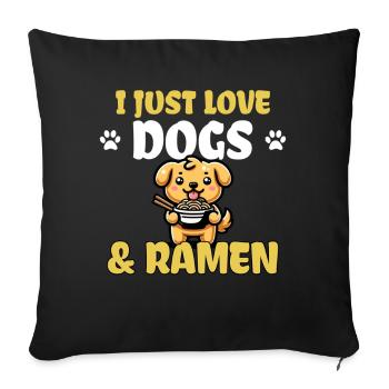 I Just Love Dogs And Ramen - Sofa pillowcase 17,3'' x 17,3'' (45 x 45 cm) - black - Front