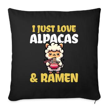 I Just Love Alpacas And Ramen - Sofakissenbezug 45 x 45 cm - Schwarz - Vorne