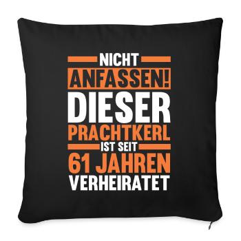 Mariage Ormes Mariage 61 ans Mariage - Housse de coussin décorative 45 x 45 cm - noir - Devant