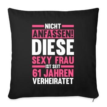 Mariage Ormes Mariage 61 ans Mariage - Housse de coussin décorative 45 x 45 cm - noir - Devant