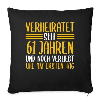 Mariage Ormes Mariage 61 ans Mariage - Housse de coussin décorative 45 x 45 cm - noir - Devant