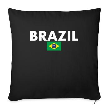 Brésil Brésil Drapeau brésilien - Housse de coussin décorative 45 x 45 cm - noir - Devant