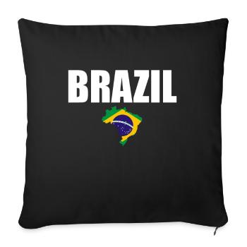 Carte Brésil Brésil Drapeau brésilien - Housse de coussin décorative 45 x 45 cm - noir - Devant