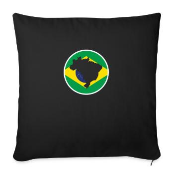 Carte du Brésil Drapeau brésilien - Housse de coussin décorative 45 x 45 cm - noir - Devant