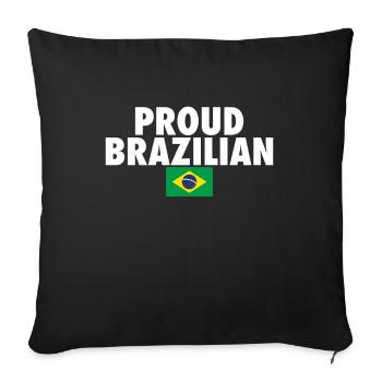 Fier Brésil Brésil Drapeau brésilien - Housse de coussin décorative 45 x 45 cm - noir - Devant