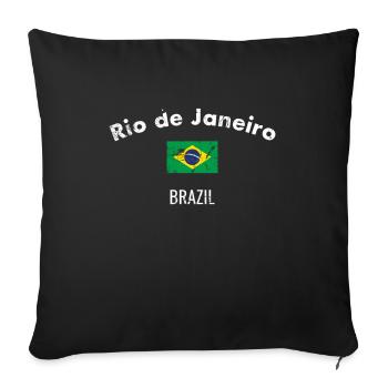 Rio de Janeiro Brazil Vintage Brazilian Flag - Sofa pillowcase 17,3'' x 17,3'' (45 x 45 cm) - black - Front