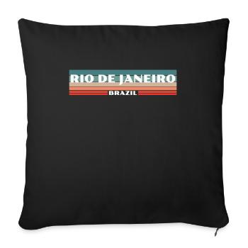 Rio de Janeiro Brazil Brasilien Retro - Sofa pillowcase 17,3'' x 17,3'' (45 x 45 cm) - black - Front