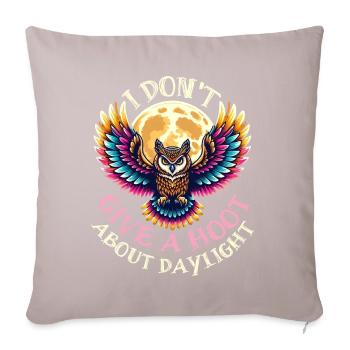 MAJESTIC OWL : JE M’EN FOUS DE LA LUMIÈRE DU JOUR - Housse de coussin décorative 45 x 45 cm - taupe clair - Devant