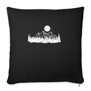 Forêt face aux montagnes Randonnée Nature - Housse de coussin décorative 45 x 45 cm - noir - Devant