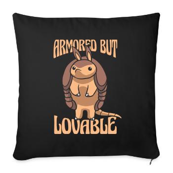 Armored But Lovable Pink Fairy Chlamyphoridae - Sofa pillowcase 17,3'' x 17,3'' (45 x 45 cm) - black - Front