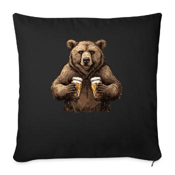 Grizzly Bear Beer Halloween Brown Bear - Sofa pillowcase 17,3'' x 17,3'' (45 x 45 cm) - black - Front