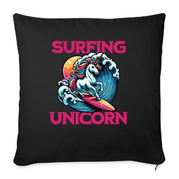Surfing Unicorn - Sofa pillowcase 17,3'' x 17,3'' (45 x 45 cm) - black - Front