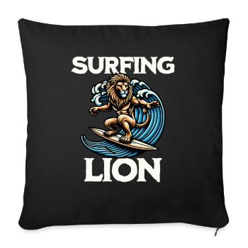 Surfing Lion - Sofa pillowcase 17,3'' x 17,3'' (45 x 45 cm) - black - Front