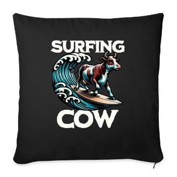Vache surfeuse - Housse de coussin décorative 45 x 45 cm - noir - Devant