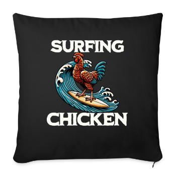 Surfing Chicken - Sofa pillowcase 17,3'' x 17,3'' (45 x 45 cm) - black - Front