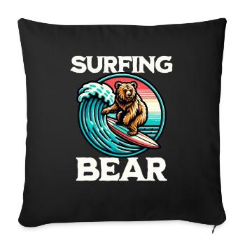 Surfing Bear - Sofa pillowcase 17,3'' x 17,3'' (45 x 45 cm) - black - Front