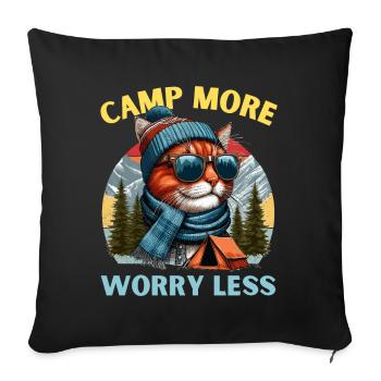 Camping Cat Camper Tent Mountains Nature Campsite - Sofa pillowcase 17,3'' x 17,3'' (45 x 45 cm) - black - Front