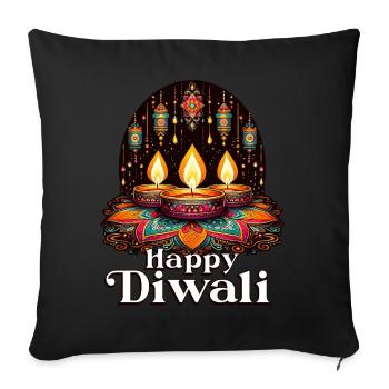 Happy Diwali - Sofa pillowcase 17,3'' x 17,3'' (45 x 45 cm) - black - Front