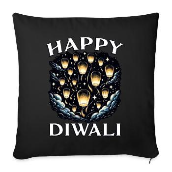 Happy Diwali - Sofa pillowcase 17,3'' x 17,3'' (45 x 45 cm) - black - Front